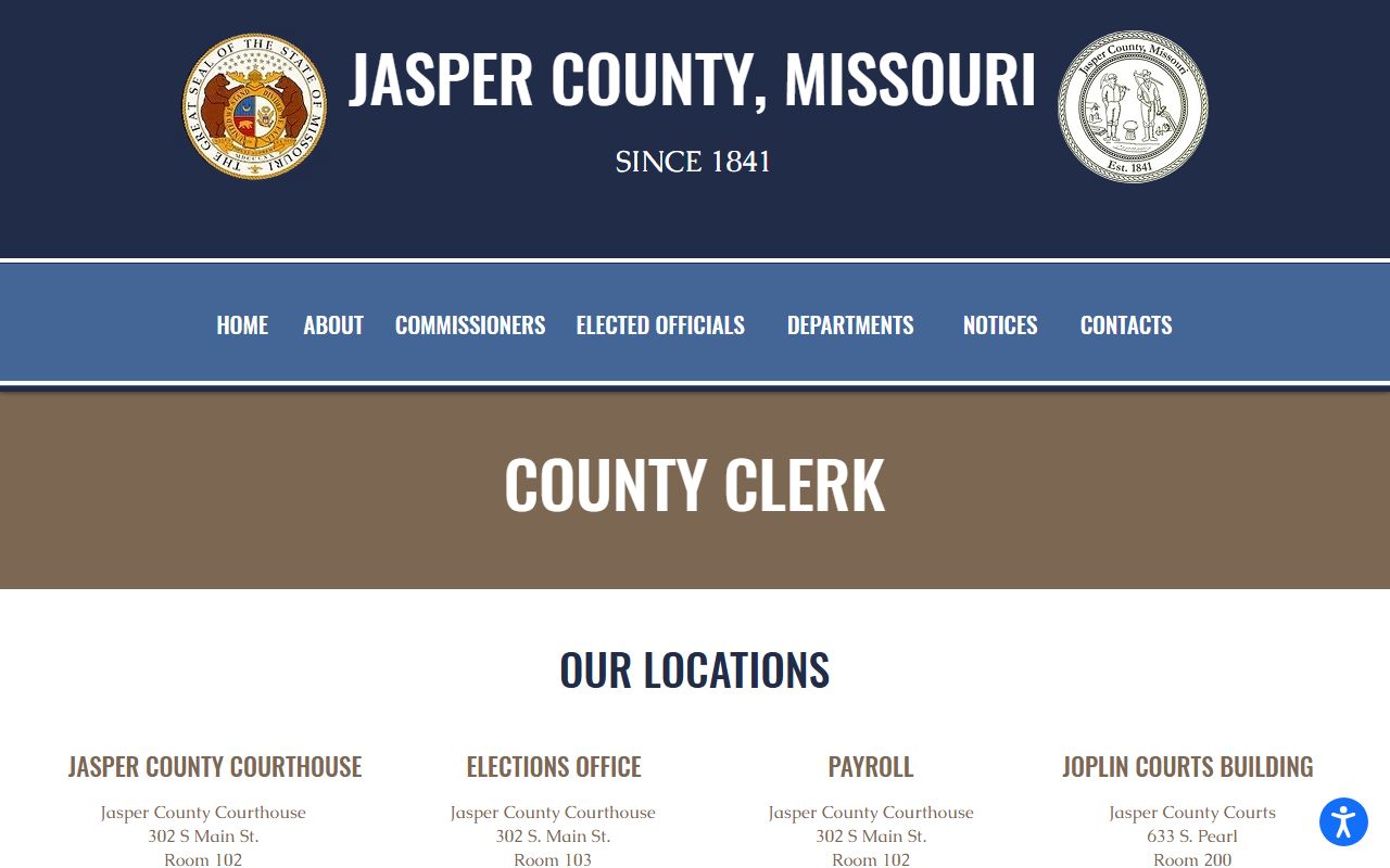 Jasper County Circuit Clerk records and separate County Clerk office