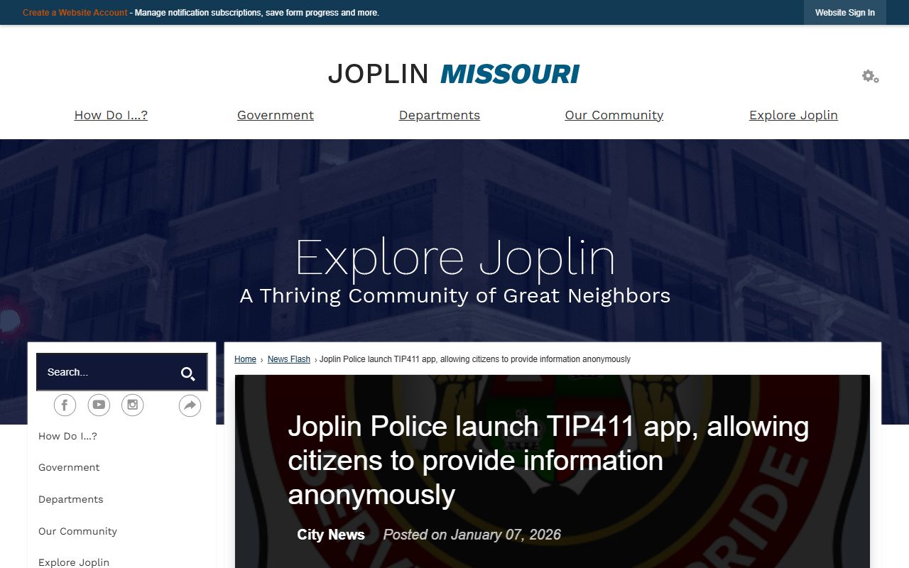 Jasper County Circuit Clerk records and Joplin public safety app notice