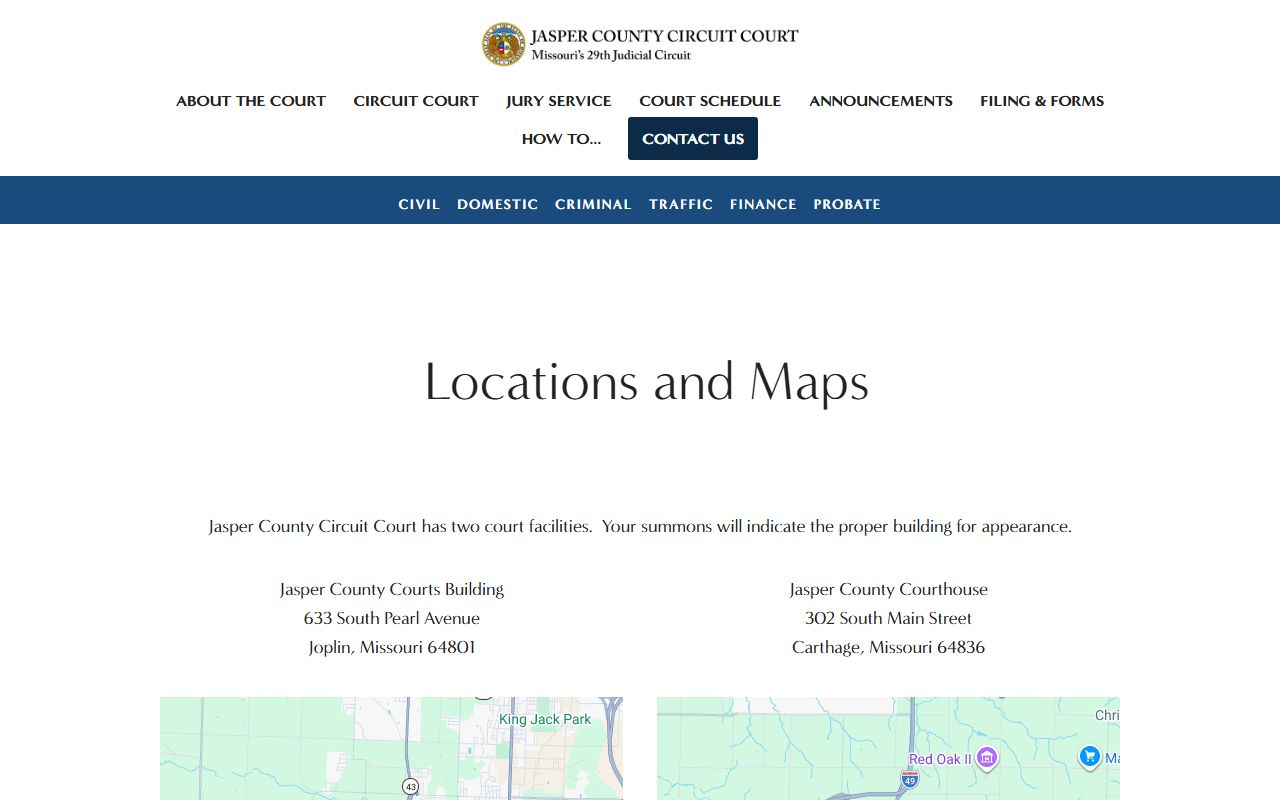 Jasper County court records locations and maps