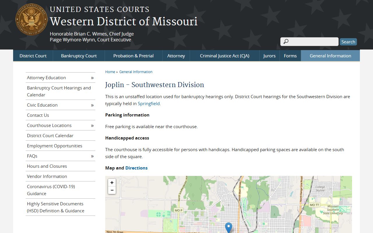 Jasper County court records federal Joplin Southwestern Division