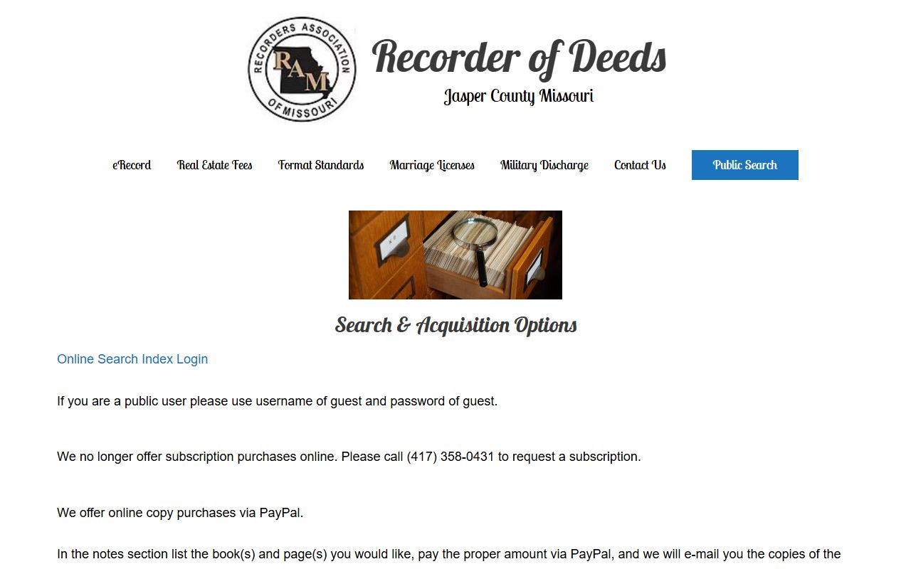 Jasper County marriage records public search page