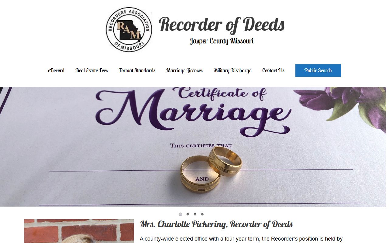 Jasper County marriage records Recorder of Deeds homepage