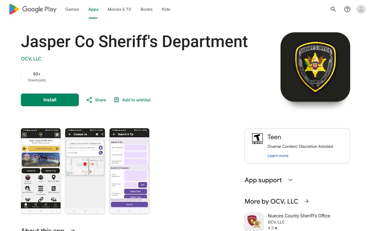 Jasper County warrant records sheriff Android app